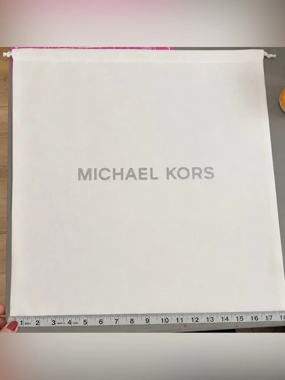 Michael Kors Dust Bag. White with Silver Logo. New